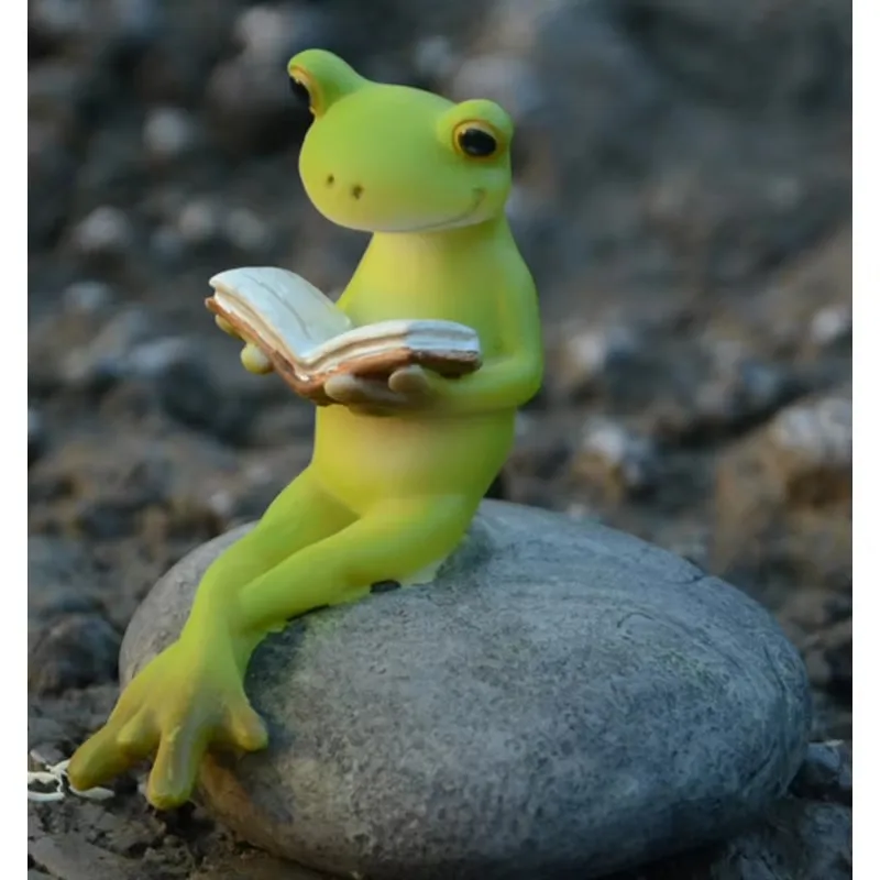 Креативная милая статуя сельской лягушки из смолы уличная скульптура лягушек