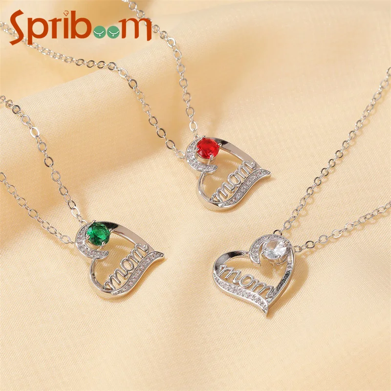 

Heart Letter Mom Necklace for Women Colorful Zircon Love Pendant Necklaces Classic Mother's Day Gift Fashion Jewelry Accessories