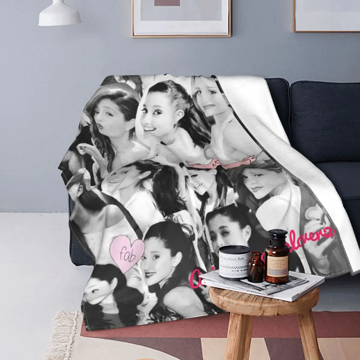 

Ariana Grande Singer Plaid Blankets Flannel Print Breathable Warm Throw Blanket for Sofa Couch Bedspread