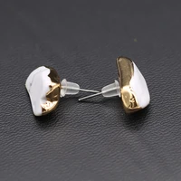 natural stone white turquoise earring gold color stud earrings good quality for women girls party earring jewelry gifts
