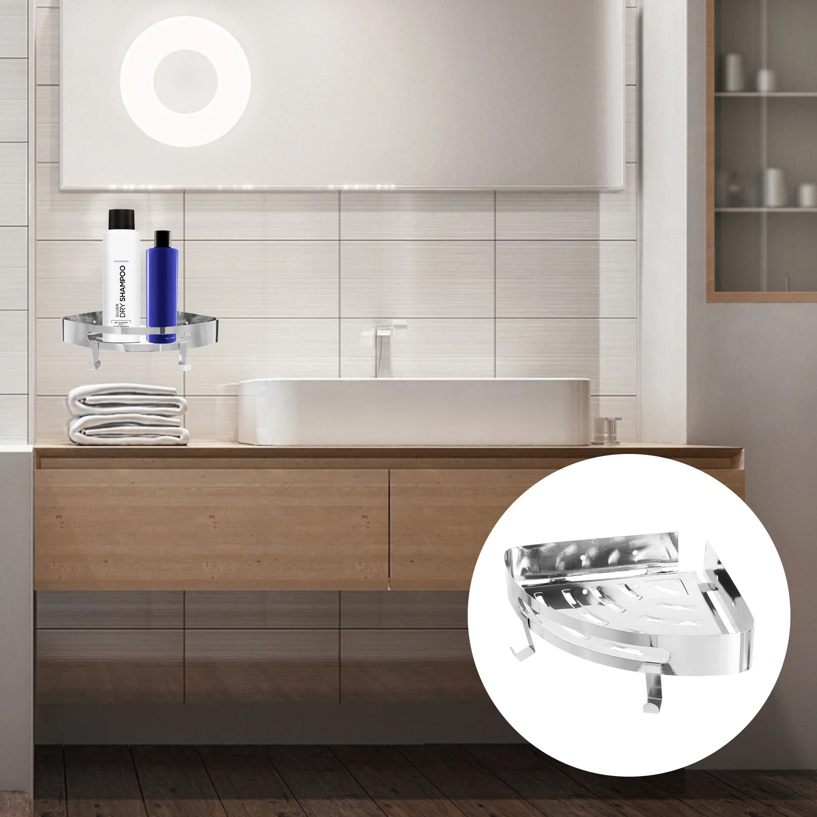 

1 Set Corner Shelf Tile Organizer Metal Floating Shelves Drainer Rack Corner Mounting Shelf Storage Shelf