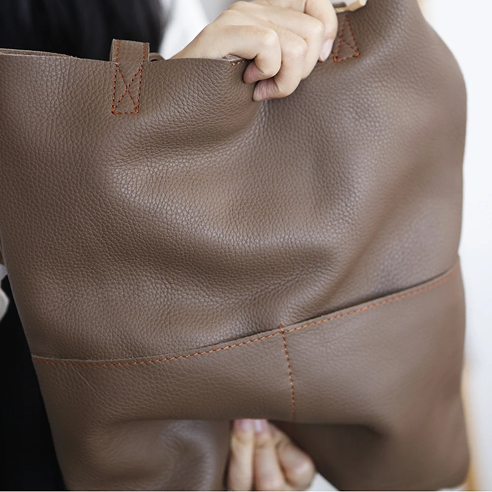 Сумка-тоут женская из мягкой натуральной кожи большая Студенческая