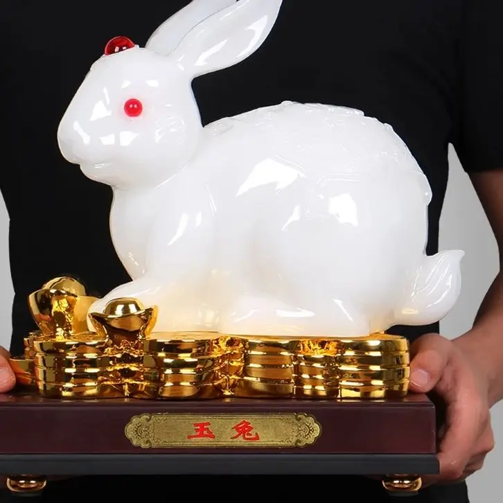 

Модель кролика из смолы в китайском стиле, украшения для дома, для офиса, рабочего стола, скульптуры, поделки, для гостиной, ТВ, кабинета, счас...