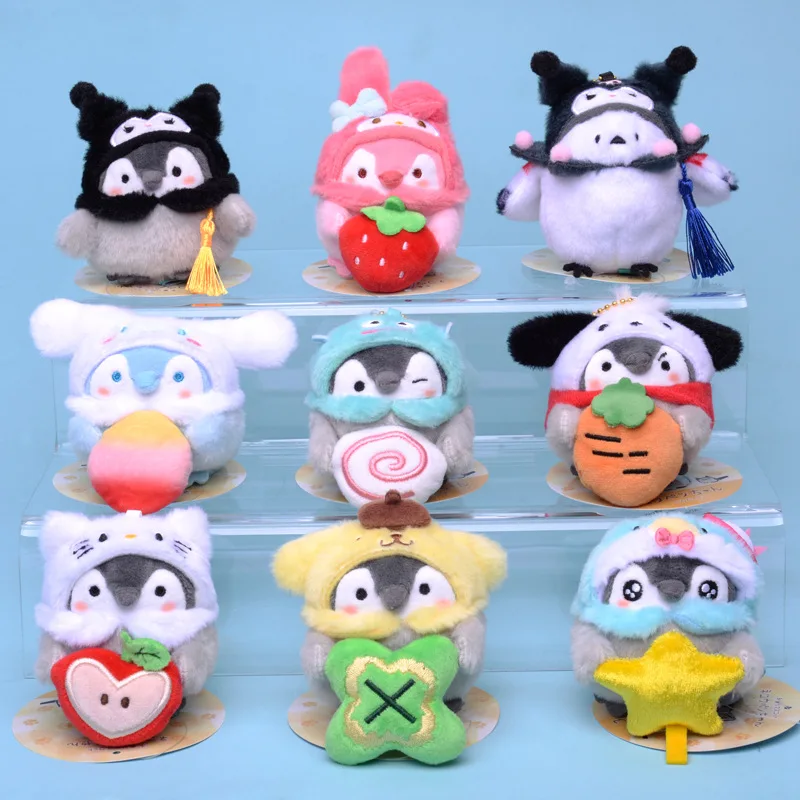 

12 шт. брелок Sanrio плюшевая игрушка пингвин Kuromi позитивная энергия подарки аниме экшн-фигурка кавайная кукла кулон игрушка