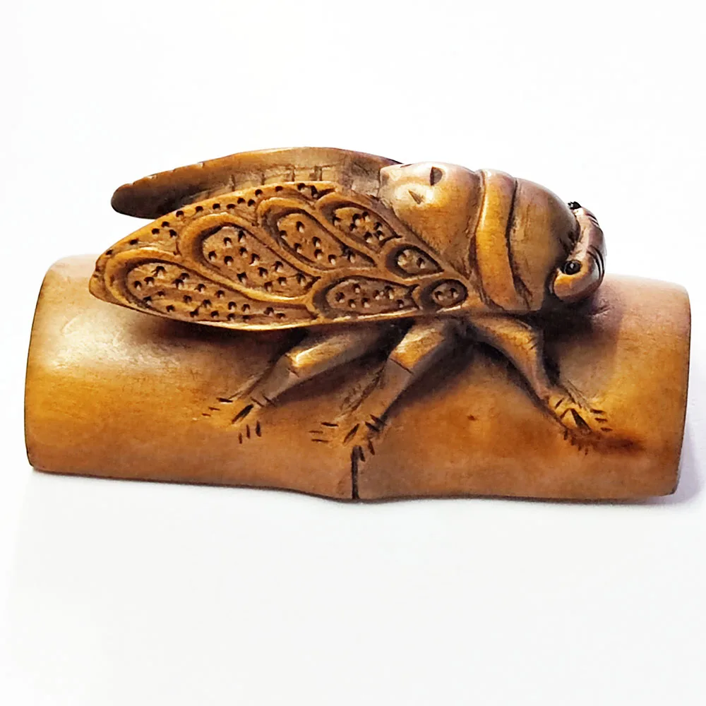 Y8911 - 2 &quotрезная вручную фигурка Netsuke из ящика резьба: Красивая Цикада