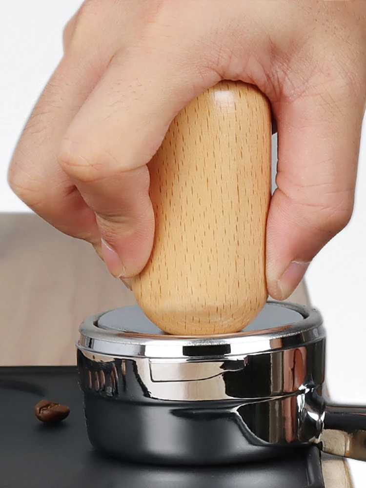 

51mm/58mm Beech Coffee Tamper Detachable Coffee Powder Press Hammer Flat Base Espresso Coffee Accessories Barista Tools