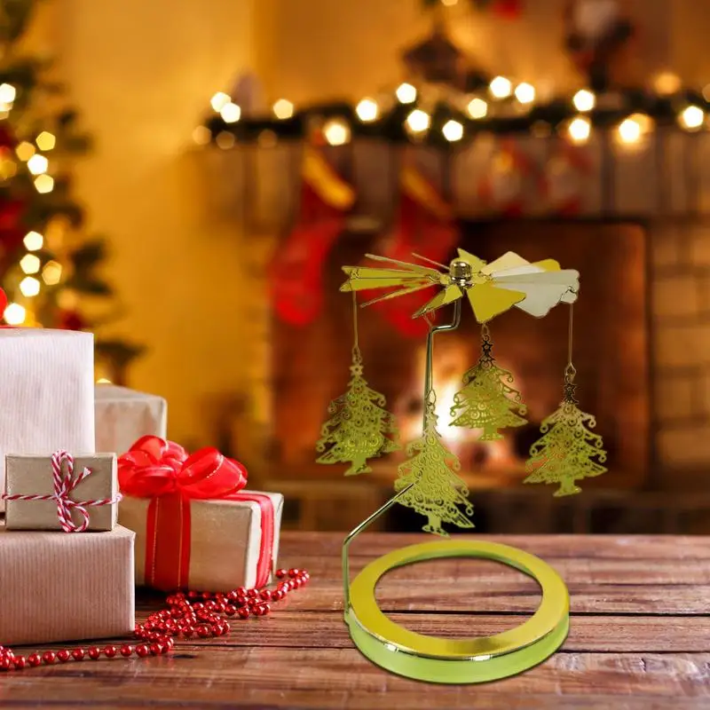 Подсвечник в виде карусели Рождественский вращающийся подсвечник снежинки