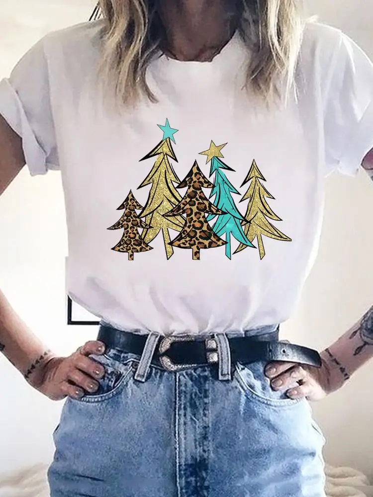 

Star Tree Trend 90s Style Graphic T-shirt Holiday Merry Christmas Clothes Women Clothing Fashion Basic Tee Top Print T Shirt