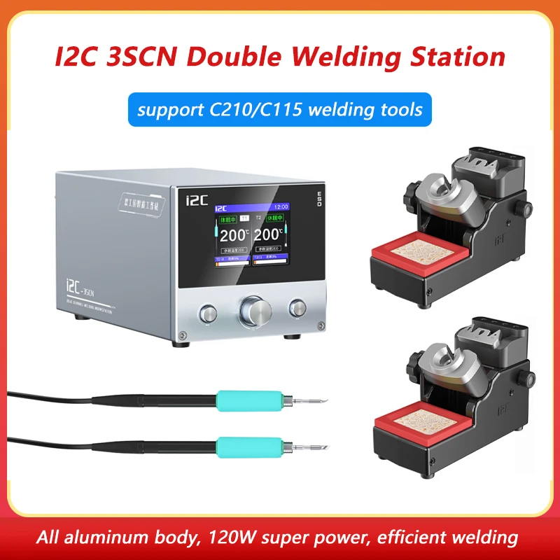 

I2C 3SCN Dual-Handle Intelligent Soldering Station Welding Workstation with C210/C115 Handle &Tips for Mobie Phone PCB Repair