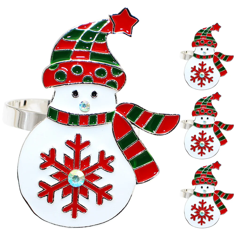 

Napkin Decor Accessory Buckle Decors Christmas Snowman Rings Hotel Restaurant Serviette Buckles Holders Shape