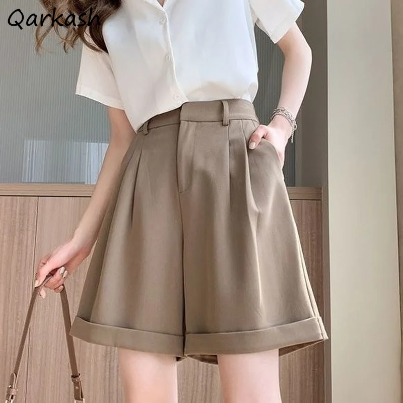 

Shorts Women Solid Summer Loose New Sagging High Waist Thin Casual Wide Leg Personality Street Wear Trendy All-match Daily Chic