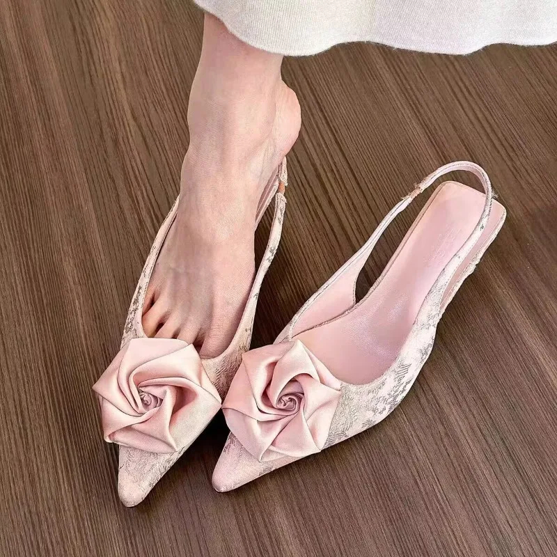 2024 летние пикантные модные женские туфли с цветочным принтом сандалии на высоком