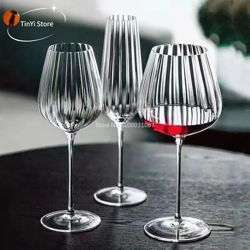 

2PCS Transparent Ripple Crystal Glasses Luxury Household Goblet Party Champagne Glass Red Wine Glasses Romantic Wedding Cup Gift