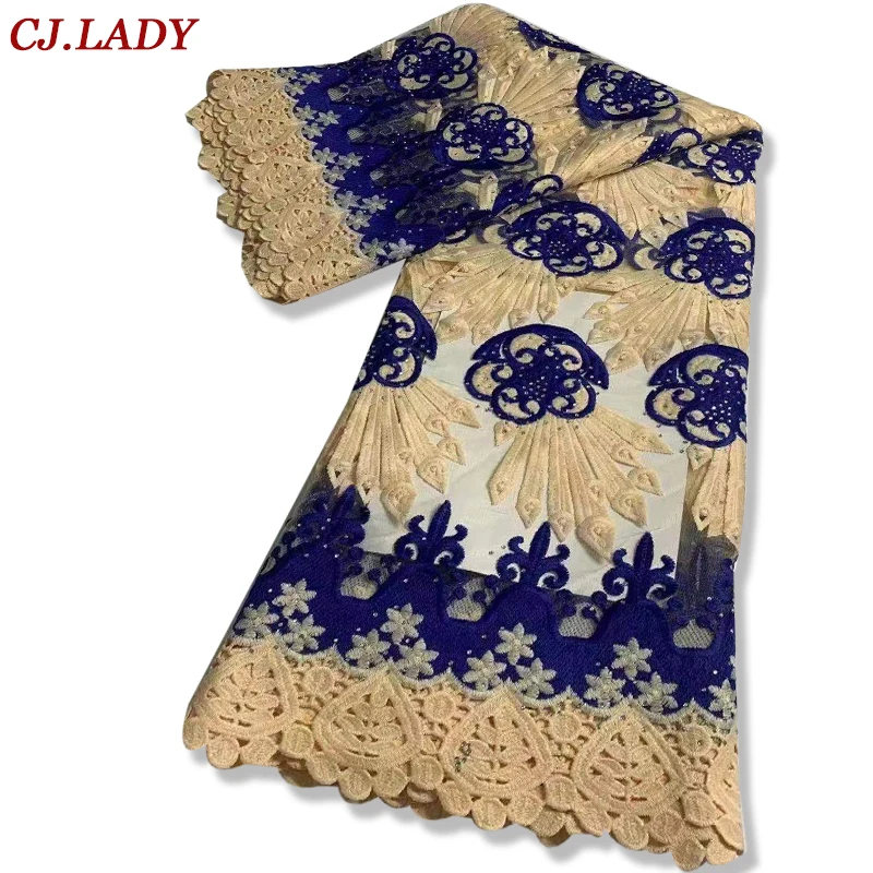 

Африканский гипюр, тюль, кружевная ткань, 5 ярдов, блестки, 2022, высокое качество, нигерийский гипюр, шнур, ткань для шитья, ткань «сделай сам», ...