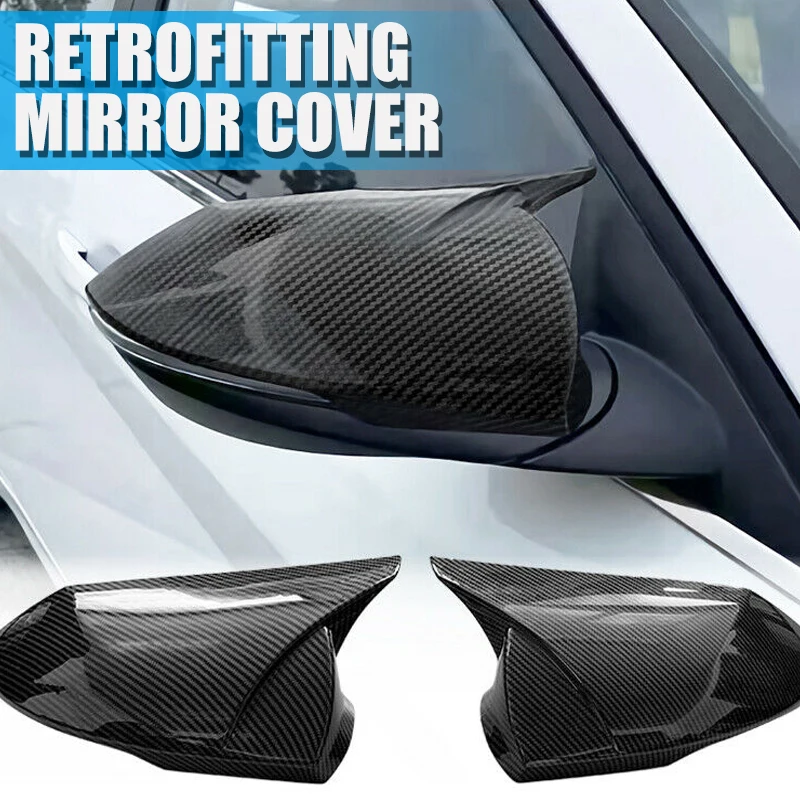 

Mayitr Carbon Fiber Print ABS Rear View Mirror Cover Cap Automobile Rearview Mirror Cap For Hyundai Elantra 4DR 21-22