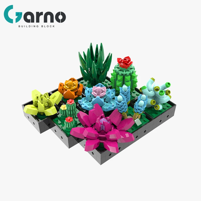

Garno Ideas Succulents Flowers Bouquets Plants Moc 10309 Building Blocks Home Decor Friends Bricks Toys for Girls Birthday Gifts