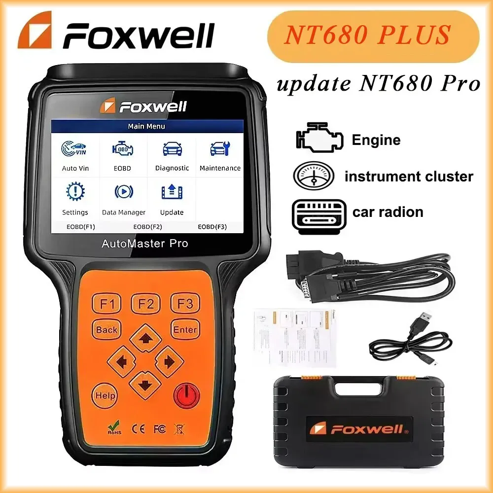 

A+ Foxwell NT680 Plus Все системы OBD2 диагностический сканер с масляной подсветкой/сбросом обновления/функциями EPB Обновление Foxwell NT680 Pro