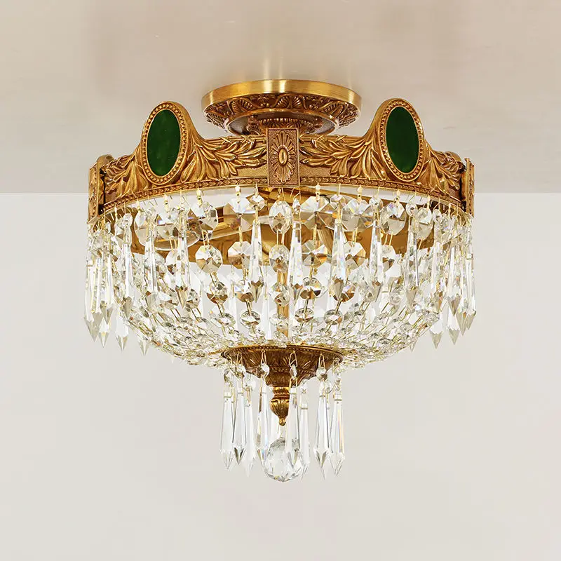Фото Palacecrown Роскошные подвесные латунные хрустальные лампы для коридора Европейские потолочные светильники Французские подвесные светильники №5