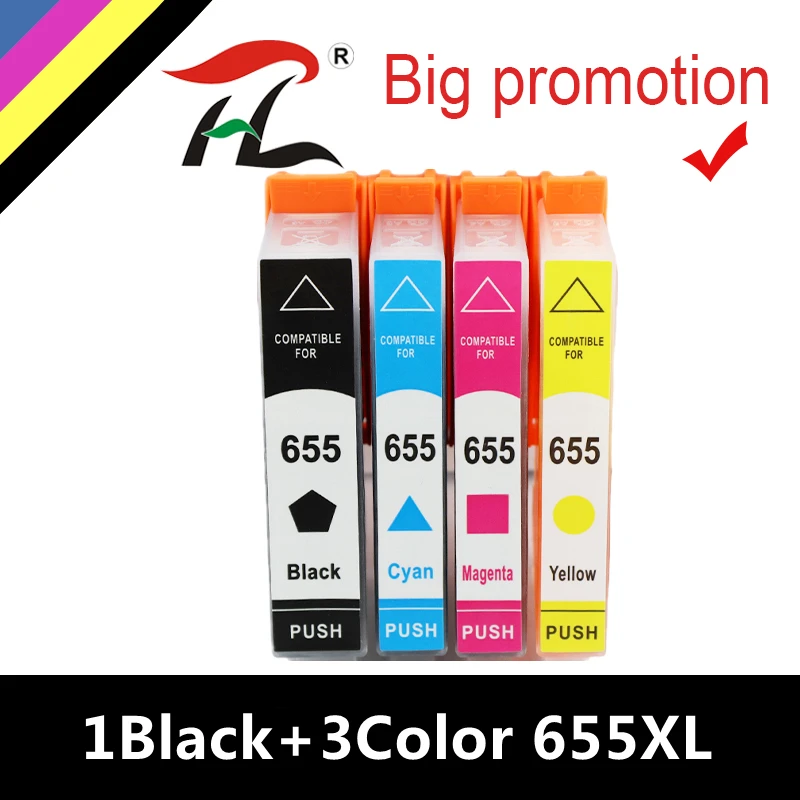 

4PK 655XL New ink Cartridge for hp 655xl 655 compatible for HP Deskjet Ink Advantage 3525 4615 4625 5525 6525 inkjet printer