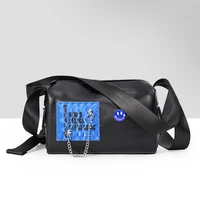 fashion black crossbody messenger men bag versatile plaid men shoulder crossbody bag for male classic leather man sling bags