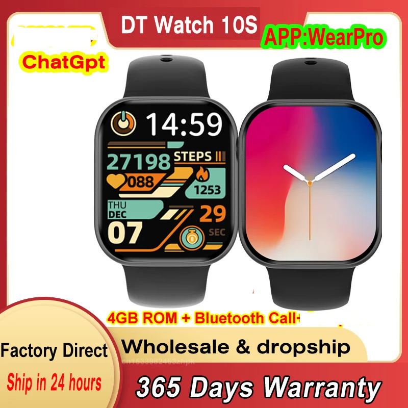Новые умные часы DT Watch 10S 4 ГБ ПЗУ ChatGPT OS 11 Bluetooth-вызовы игры Gesture Series 10 версия TFT для