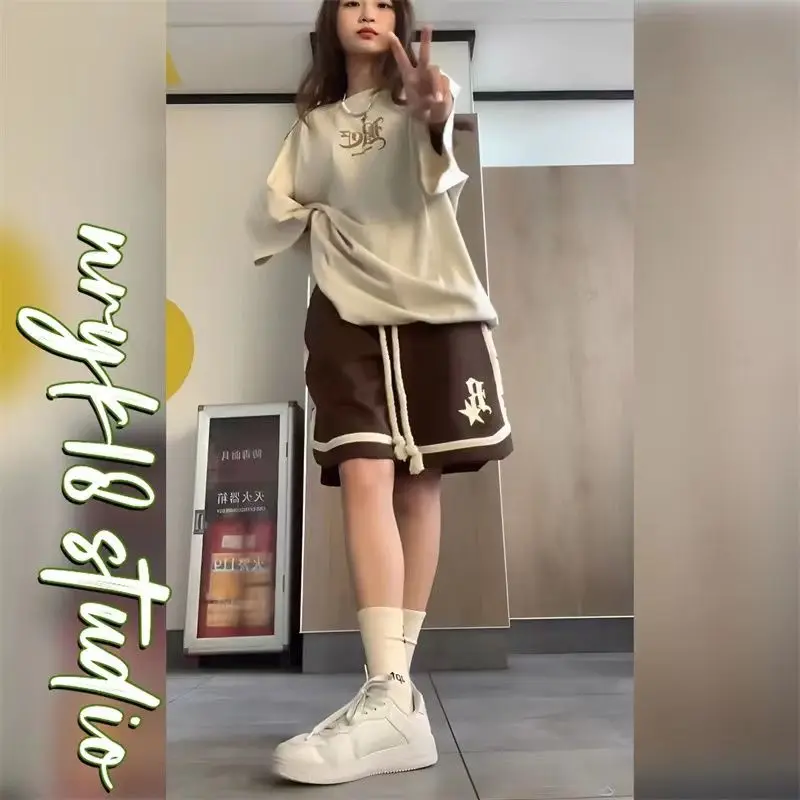 Wakamono American Shorts Women's Summer Cropped Pants 2023 New Hip Hop Capris Casual Sports Baggy Black Shorts Short Sporty