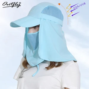 Outfly Men Summer Cap Woman Outdoor Beach Cap Breathable UPF50+ Sunshade Mask Lightweight Design Fis