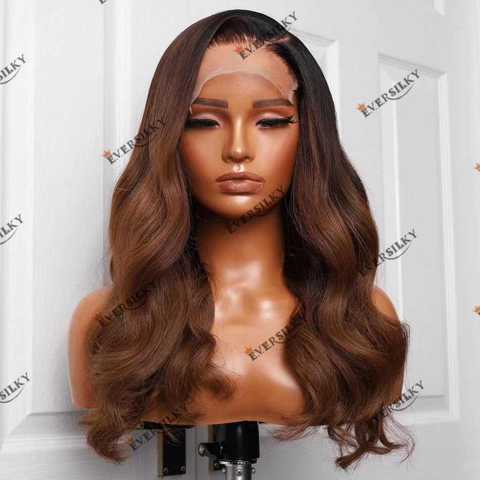 

Ombre Deep Body Wave Free Part Human Hair 13x6 Lace Front Wig Easily Parted Indian Remy Hair 200 Density Pre Plucked Hairline