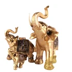 Статуя слона, подарок для дома, Золотая смола, благоприятный фэн-шуй, элегантная статуя слона, нос, благоприятные богатые поделки, украшения