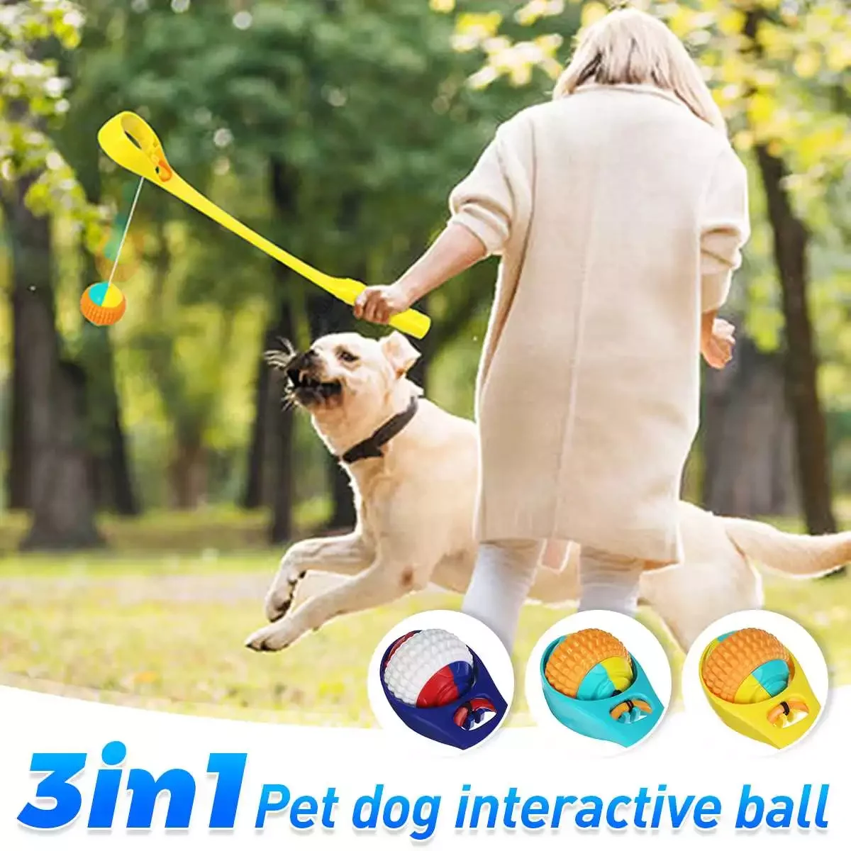 

Pet Dog Chew Toy Dog Stress-relieving Throwing Cue Ball Thrower Launcher Molar Chewing Nteractive Tosser Outdoor