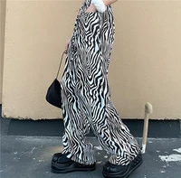 weiyao streetwear harajuku zebra stripes print pants women gothic high waist loose long trousers casual fashion straight pants