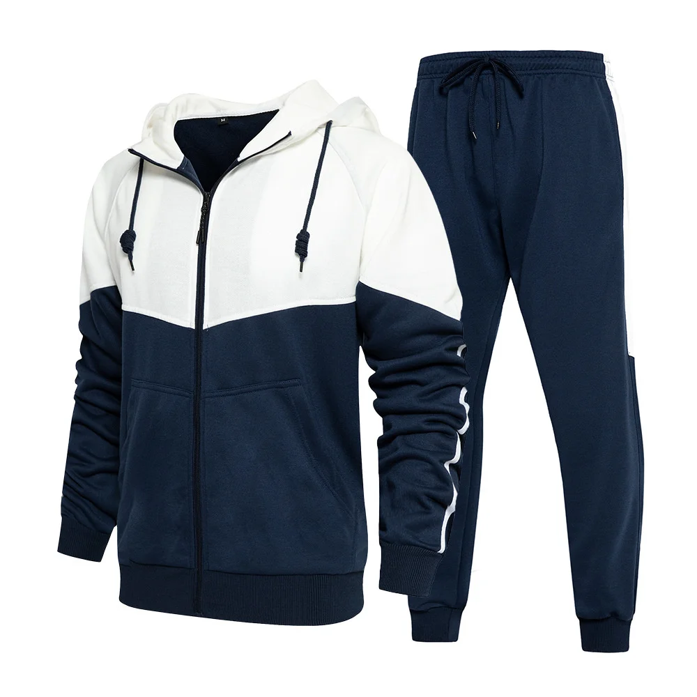 

2022 New 's Casual Sets Spring Autumn Color Matching Hoodies Coat + Sweatpants Two Piece Suit Men Tracksuits US/Euro Size