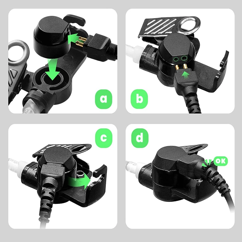 Earpiece for Motorola CLS1110 CLS1410 CP185 CP200D RDU4100 RDM2070D,Headset with Mic PTT 2 Pin FBI Acoustic Tube Walkie Talkie