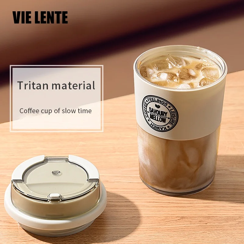 

Coffee Cup Milk Tea Simple Carry-on Cup Outdoor Leisure Sealed Leak-Proof Portable Cup Vacuum Cup with Cover for Gifts