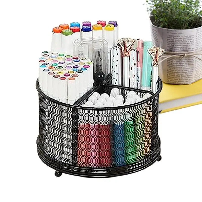 Organizer Mesh Desk Organizer With 360-degree Rotating Supply Storage Box Caddy Desktop Stationery And Art Supply