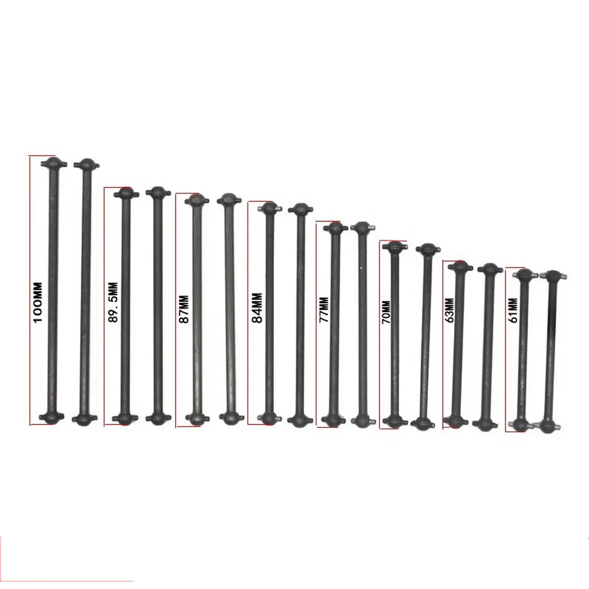 Фото 2 шт./компл. ведущий вал, ось трансмиссии, общая часть 61 63 70 77 84 86 89,5 101 мм Dogbone для RC 1:10 HSP RC Модель автомобиля CVD №1
