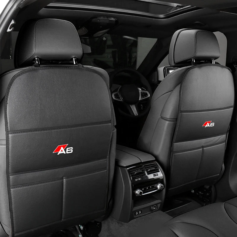 

Leather Anti-Child-Kick Pad Car Waterproof Seat Back Protector Cover Universal Auto Storage Bag For Audi A3 A4 A5 A6 A7 Q3 Q5 Q7