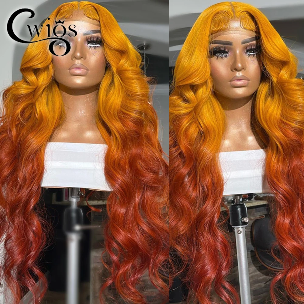 

Yellow and reddish brown wavy curly hair 180 density lace women's wig without glue heat resistant cross dressing queen cosplay