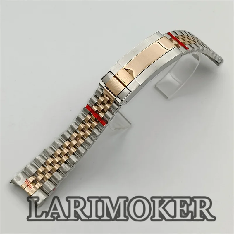 MOKER 904L Jubilee Middle Gold Two Tone Wrist Watch Strap Bracelet Solid Screw Links Curved End 20mm Band Accessory