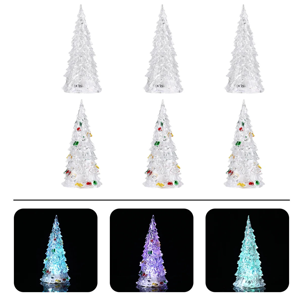 

6Pcs Glowing Christmas Tree Mini Christmas Tree Desktop Decor