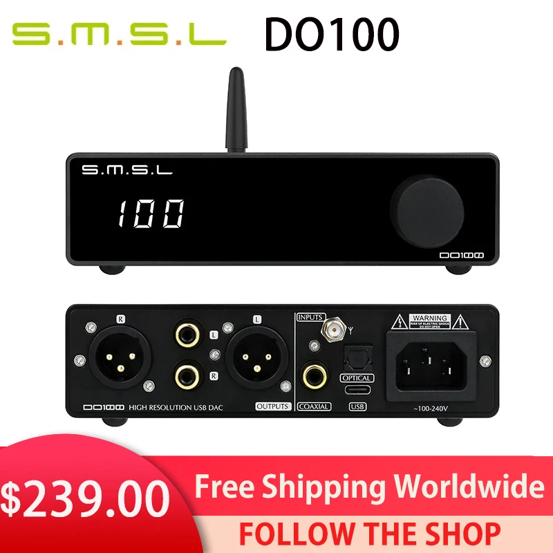 ЦАП SMSL DO100 ES9038Q2Mx2 Bluetooth 5 0 DSD512 32 бит 768 кГц OPA1612x4 сбалансированный выходной декодер с