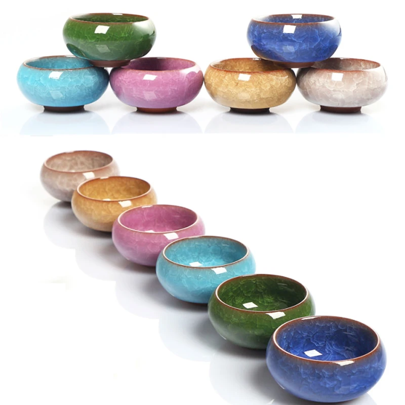 Акция! Набор чайных чашек кунг-фу 6 шт. глазурованная трещиночка 30 мл дорожная