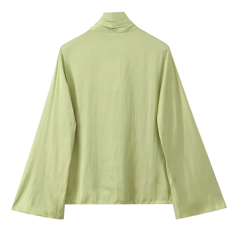 Новинка 2024 Женская атласная рубашка KEYANKETIAN с бантом на шнуровке осенний офисный
