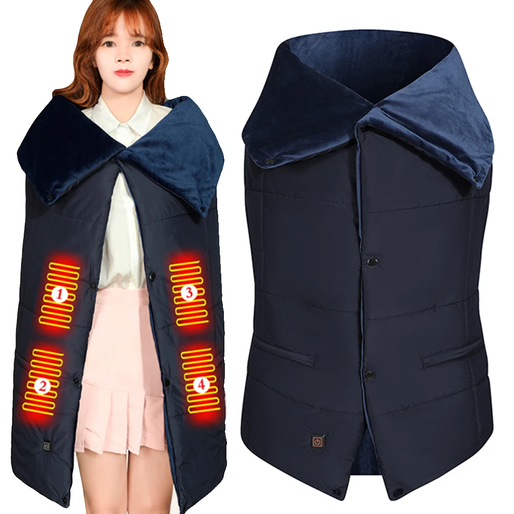 Носимое электрическое одеяло с подогревом шаль 3 уровня нагрева портативное