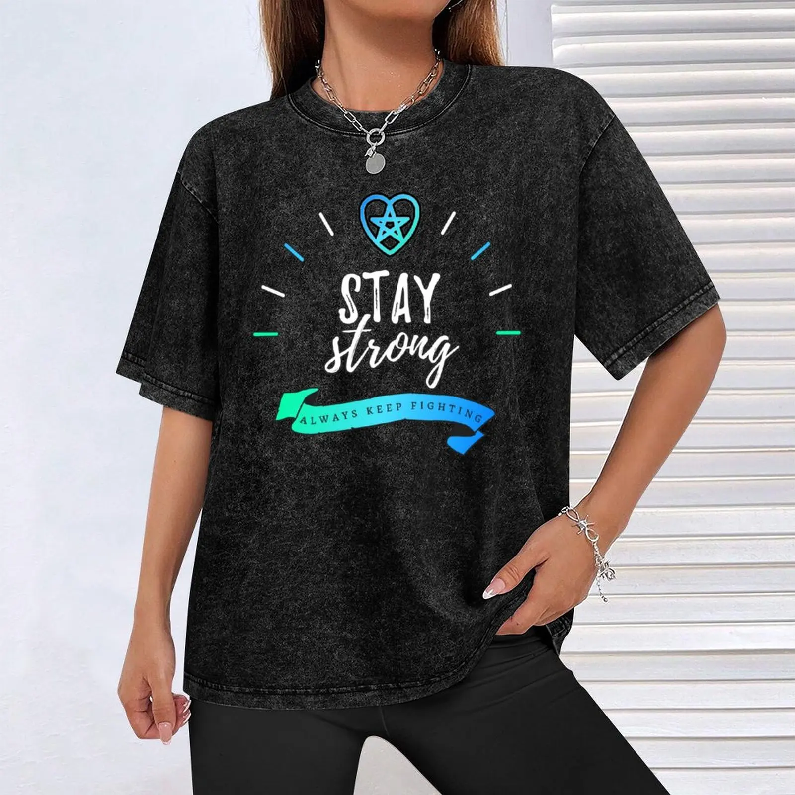 Футболка с надписью Always Keep Fighting - Stay Strong кавайная одежда рубашки графический