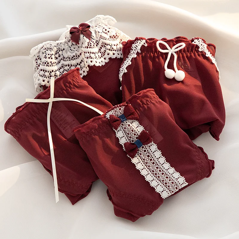 Женские кружевные трусы с бантом