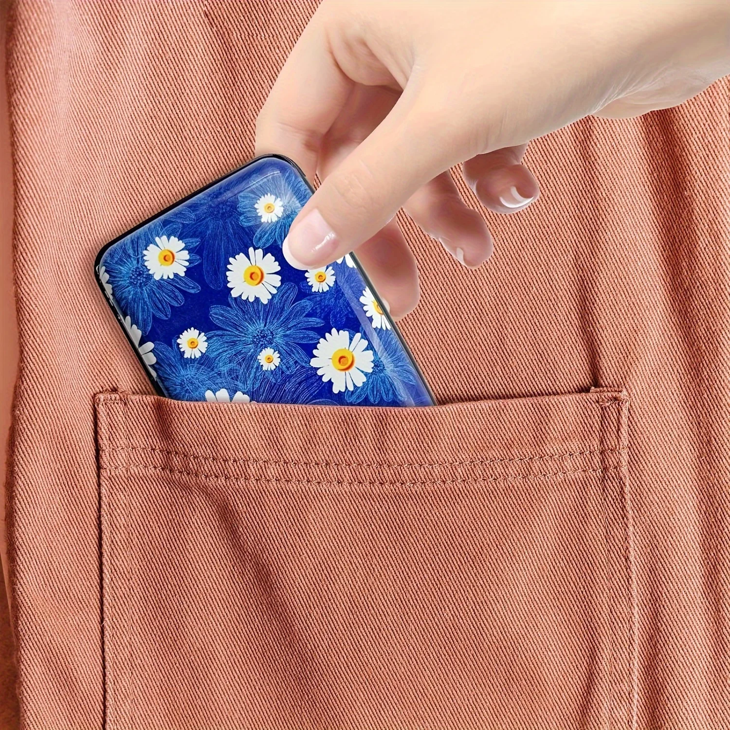 Алюминиевый Металлический Кошелек С Блокировкой RFID Маленькие Ромашки