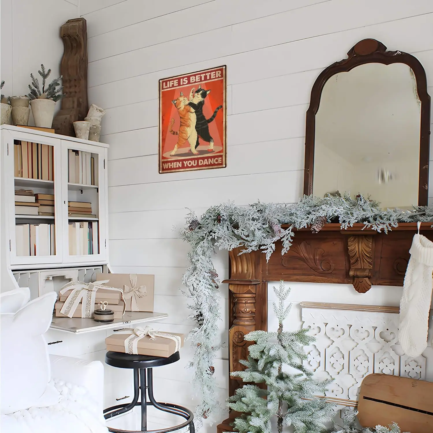 Vntge Ct Decor nsprtonl Wll rt Dnce Sgn - Lfe s Better When You Rustc Home Room Decorton для Dncer Lovers 8X12 nches