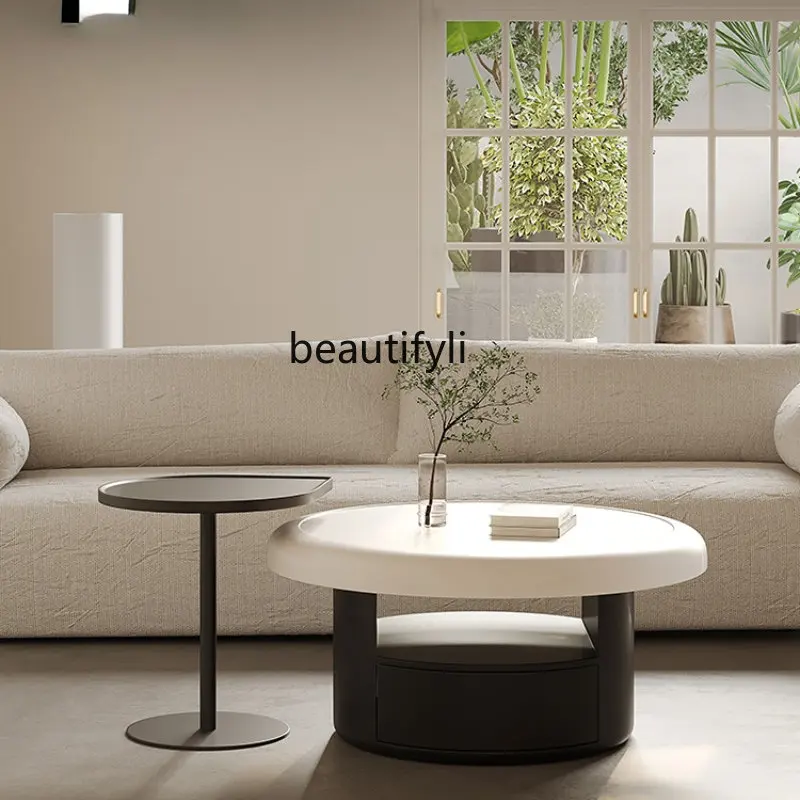 

yj Round Cream Style Design Tea Table Simple Combination Sofa and Tea Table