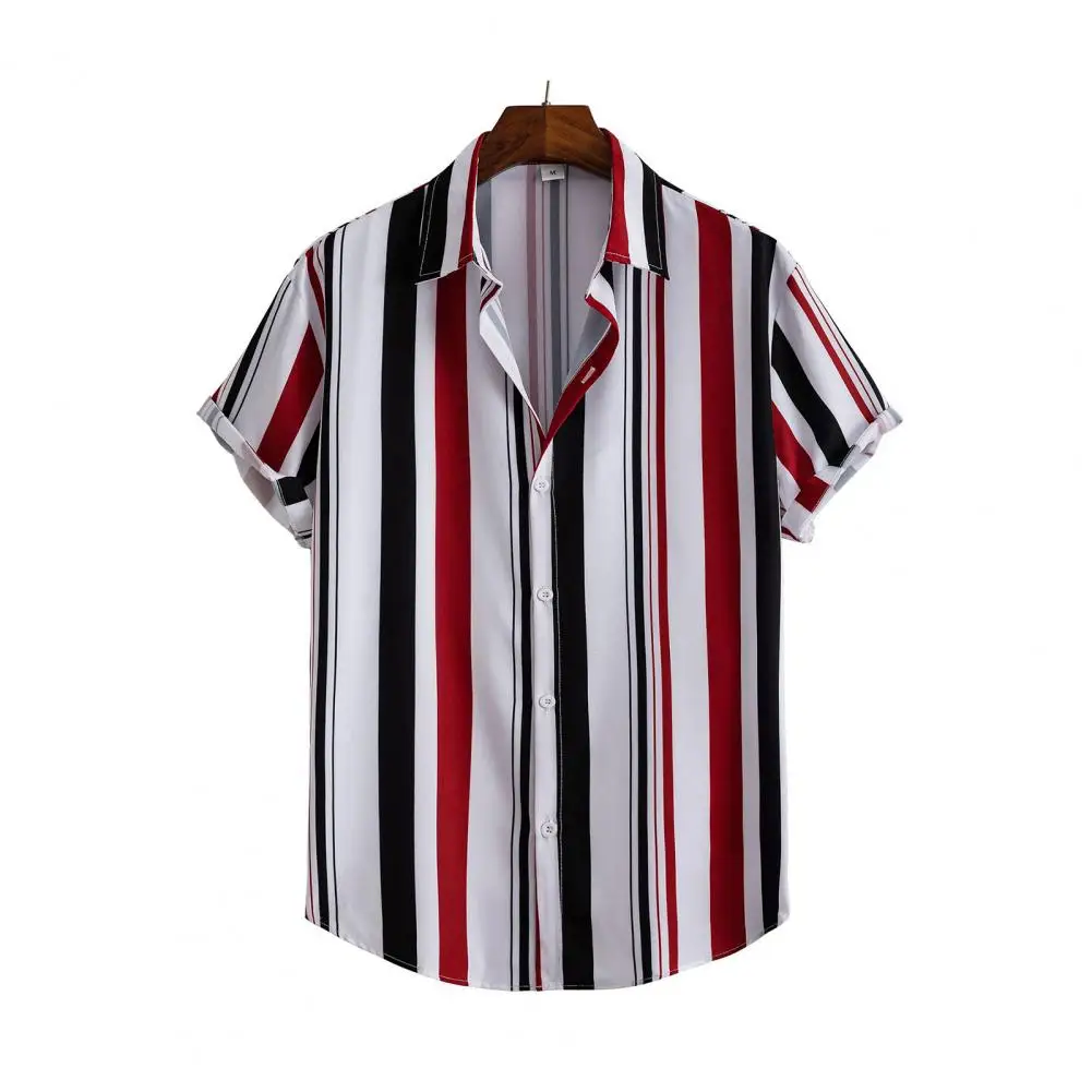 

Casual Regular Hawaiian Style Male Striped Blouse Shirt for Holiday